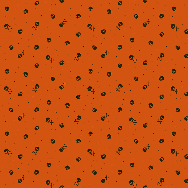 PRE-Order Enchanter by Libs Elliott- Skulls A-10781-O Flame- Half Yard- April 2027