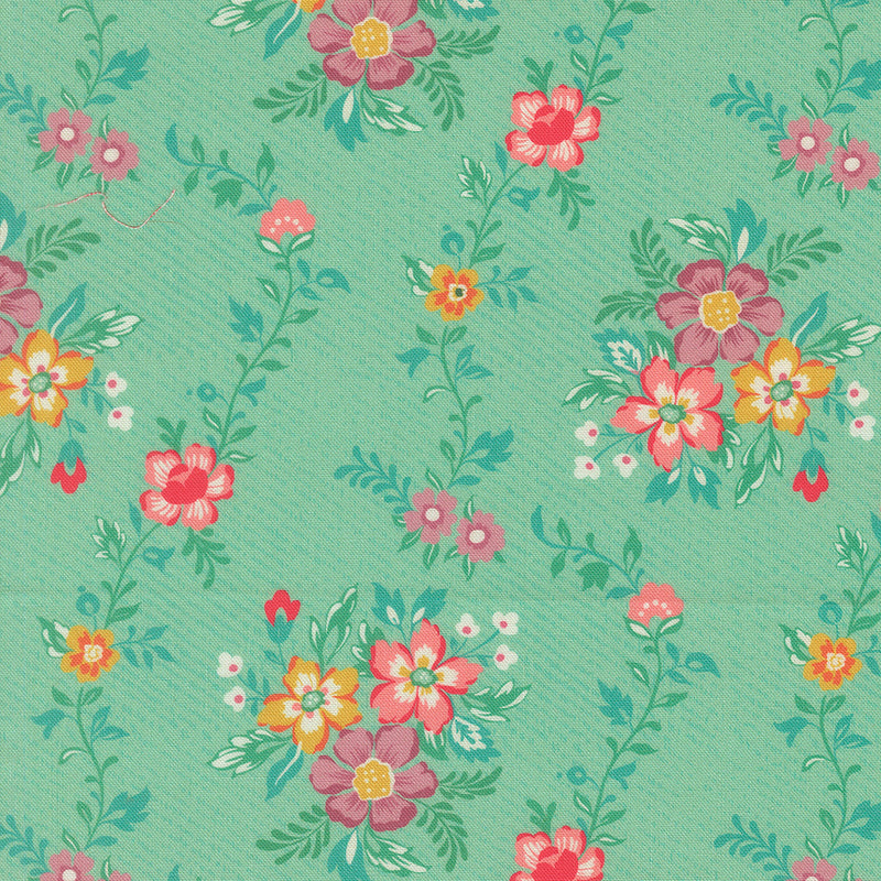 PRE-Order Tilbury Garden by Crystal Manning- Aqua 11991 25- Half Yard- March 2027