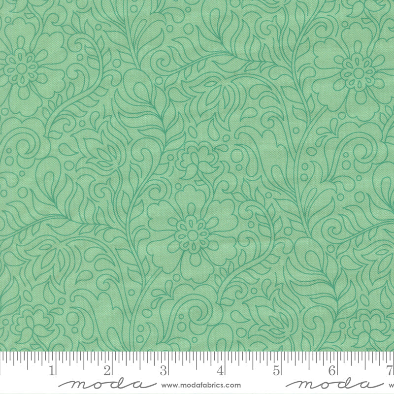 PRE-Order Tilbury Garden by Crystal Manning- Aqua 11997 25- Half Yard- March 2027
