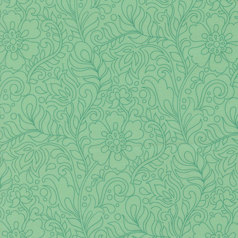 PRE-Order Tilbury Garden by Crystal Manning- Aqua 11997 25- Half Yard- March 2027