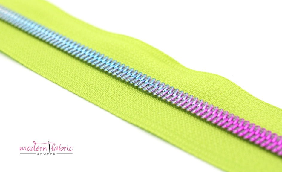 Lime Green- #5 Rainbow Nylon Coil Zipper Tape