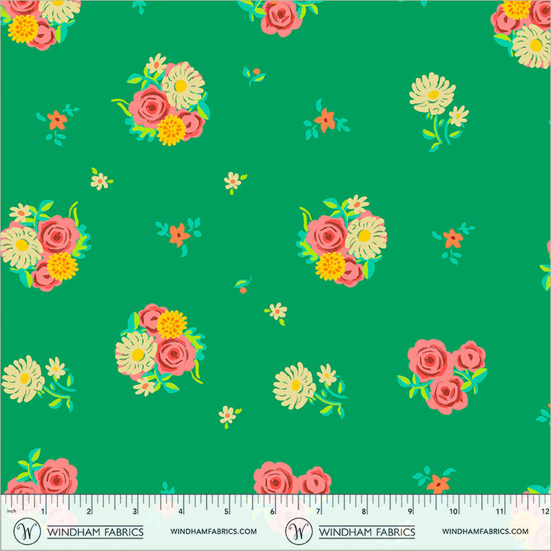 PRE-Order Heather Ross- Boat Race- Denyse Floral 55606D-12 Green- Half Yard- May 2027