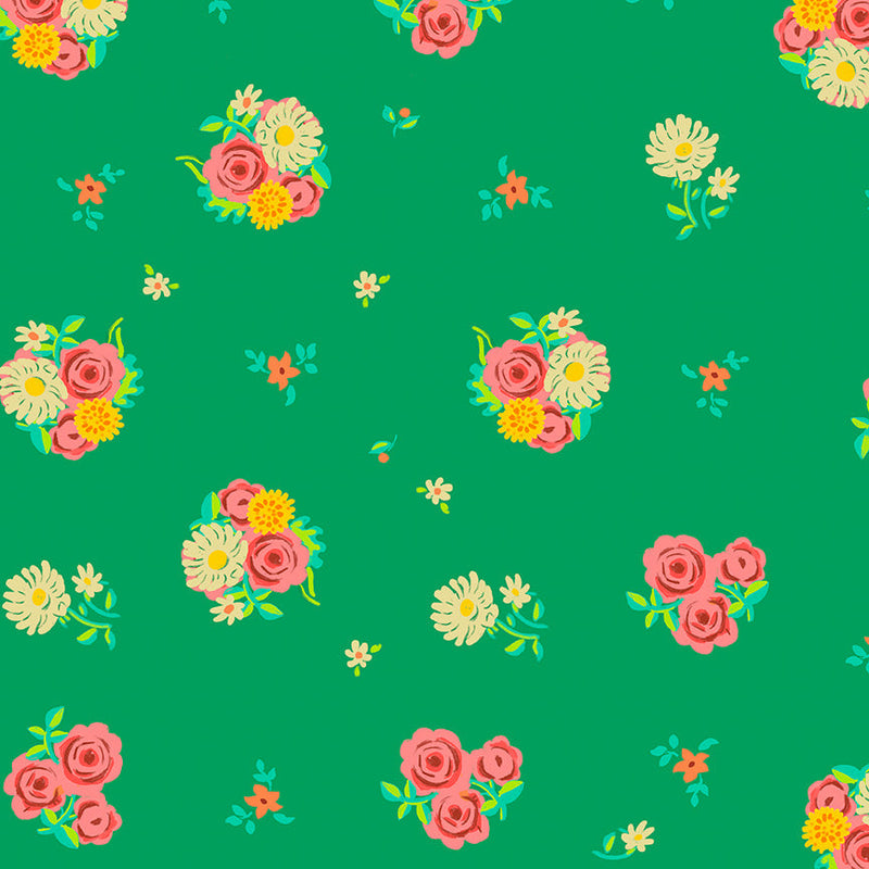 PRE-Order Heather Ross- Boat Race- Denyse Floral 55606D-12 Green- Half Yard- May 2027