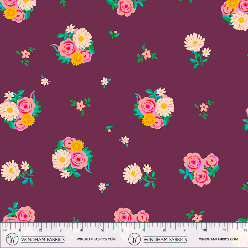 PRE-Order Heather Ross- Boat Race- Denyse Floral 55606D-14 Plum- Half Yard- May 2027