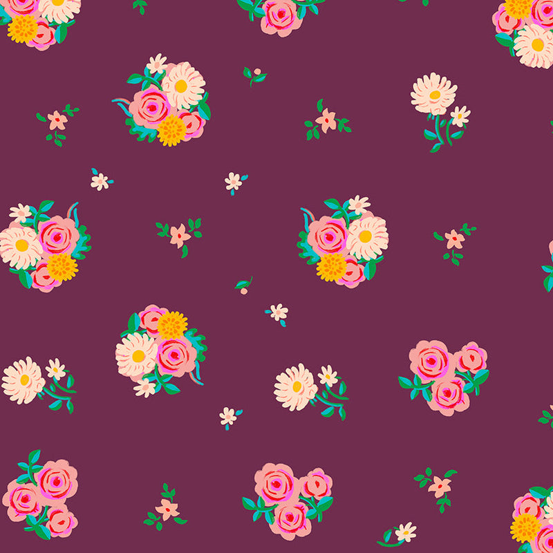 PRE-Order Heather Ross- Boat Race- Denyse Floral 55606D-14 Plum- Half Yard- May 2027