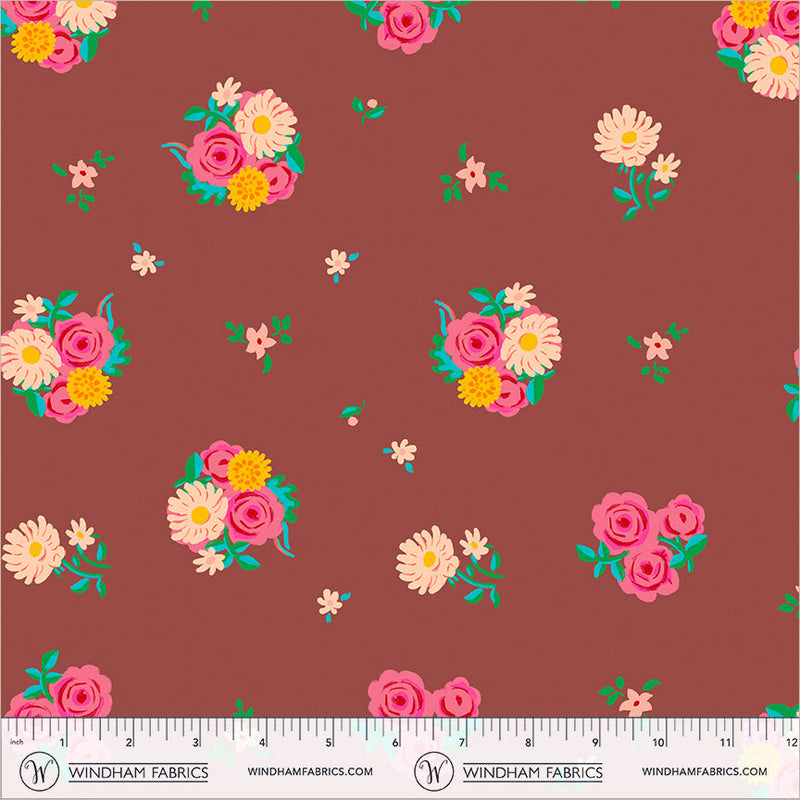 PRE-Order Heather Ross- Boat Race- Denyse Floral 55606D-6 Brown- Half Yard- May 2027
