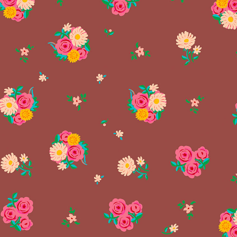 PRE-Order Heather Ross- Boat Race- Denyse Floral 55606D-6 Brown- Half Yard- May 2027
