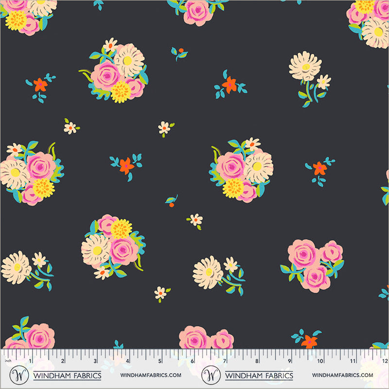PRE-Order Heather Ross- Boat Race- Denyse Floral 55606D-8 Soot- Half Yard- May 2027