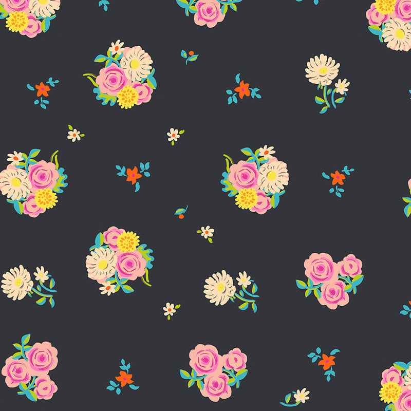 PRE-Order Heather Ross- Boat Race- Denyse Floral 55606D-8 Soot- Half Yard- May 2027