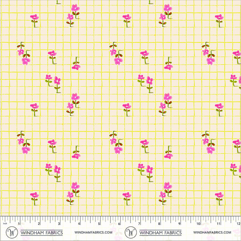PRE-Order Heather Ross- Boat Race- Trellis 55609D-21 Yellow- Half Yard- May 2027