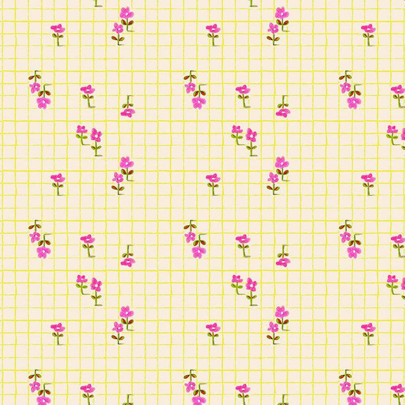 PRE-Order Heather Ross- Boat Race- Trellis 55609D-21 Yellow- Half Yard- May 2027