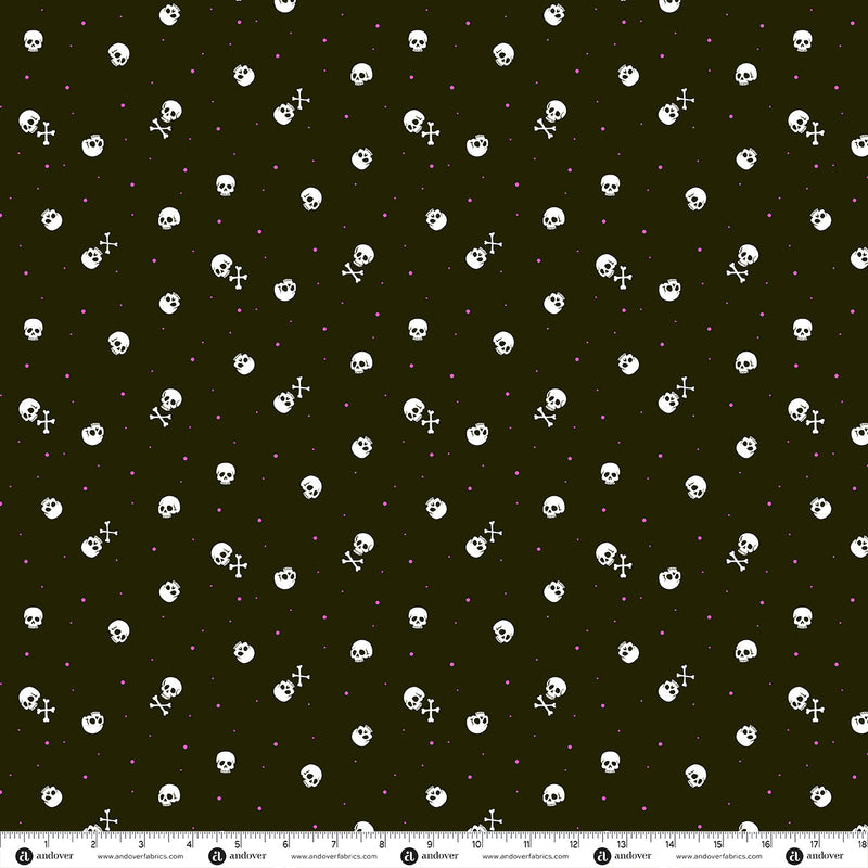 PRE-Order Enchanter by Libs Elliott- Skulls A-10781-K Raven- Half Yard- April 2027
