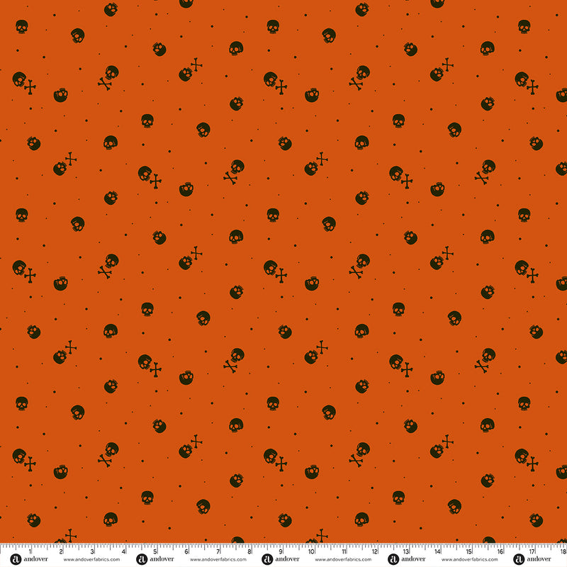 PRE-Order Enchanter by Libs Elliott- Skulls A-10781-O Flame- Half Yard- April 2027