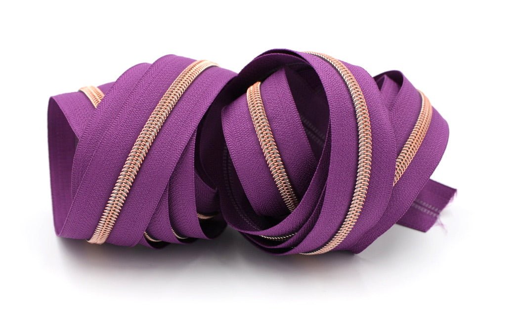 Grape- #5 Rose Gold Nylon Coil Zipper Tape