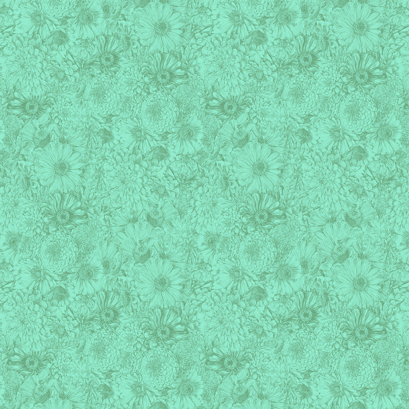 PRE-Order Anna Maria Textiles- Gentle Rendering- Bounty AMT206-75C Aqua- Half Yard- April 2027