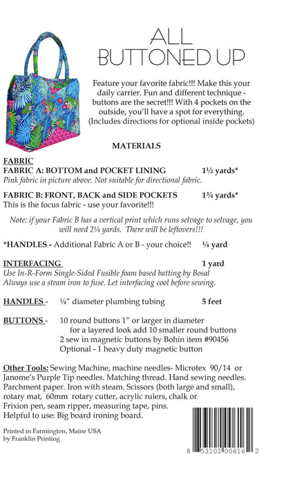 Aunties Two- All Buttoned Up Bags Pattern