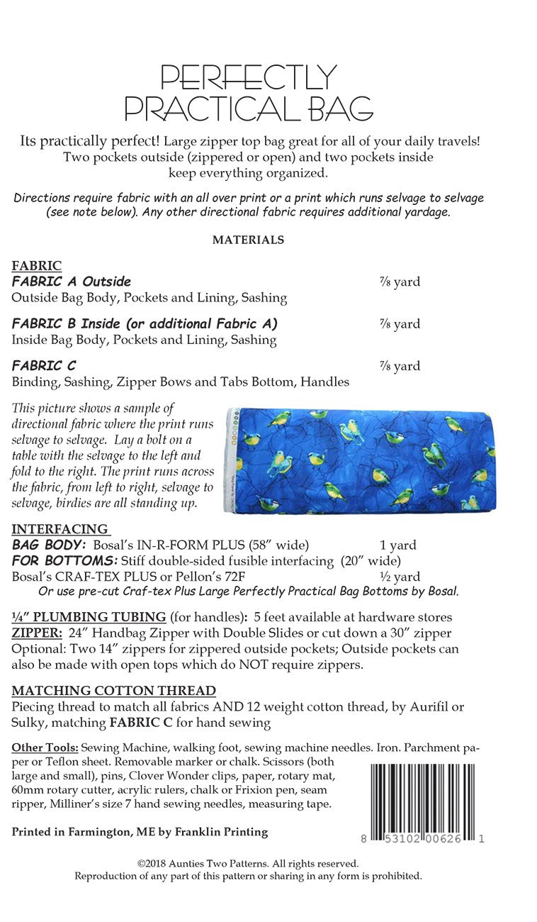 Aunties Two- A Perfectly Practical Bag Pattern