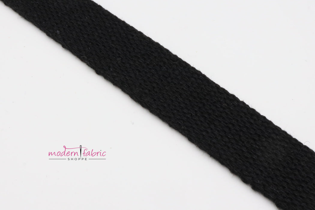 Black Cotton 1 inch (25mm) width Webbing- by the yard