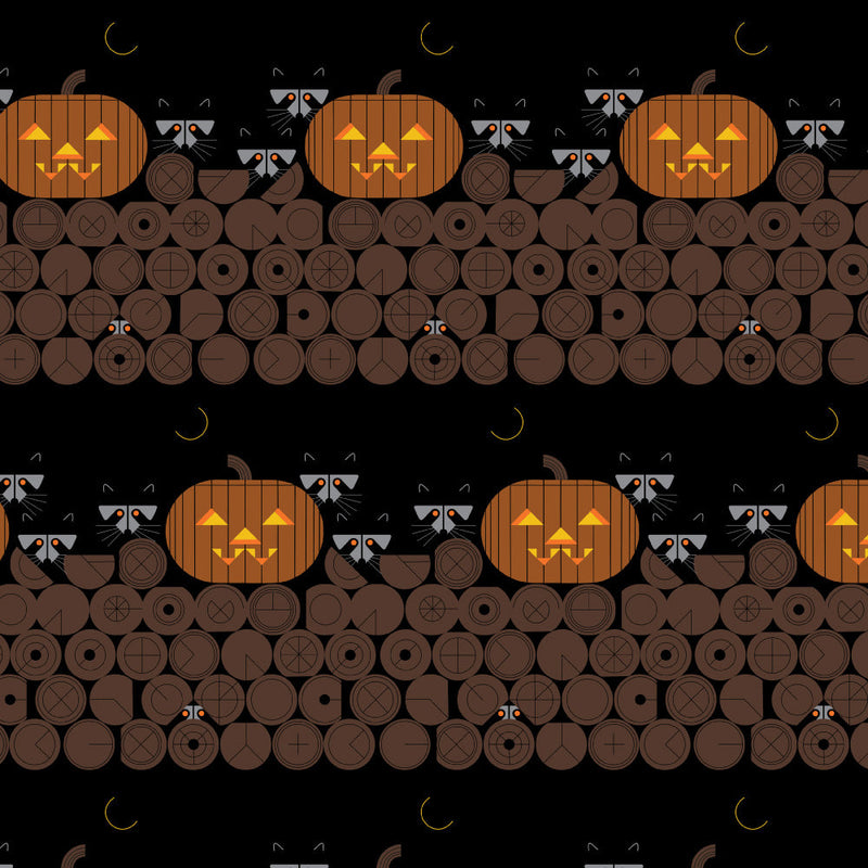 Harvest Vol. 3 by Charley Harper- Pumpkin Racoon CH-420 Half Yard- January 2025