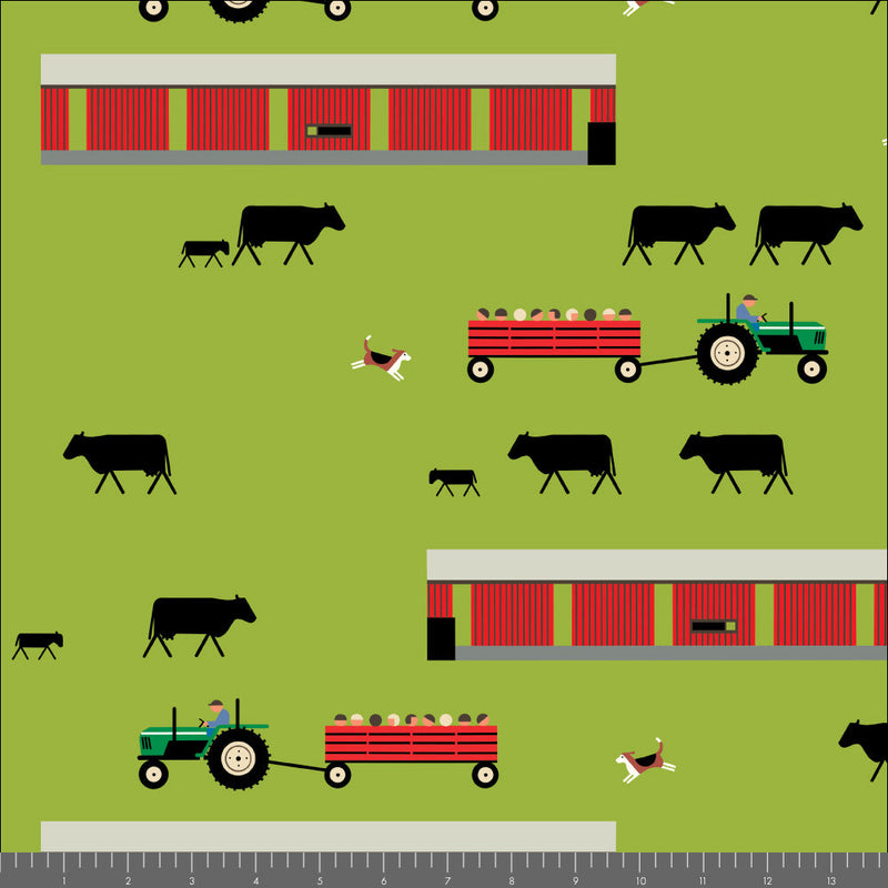 Long Branch by Charley Harper- The Farm CH-467 Green- Half Yard- October 2026