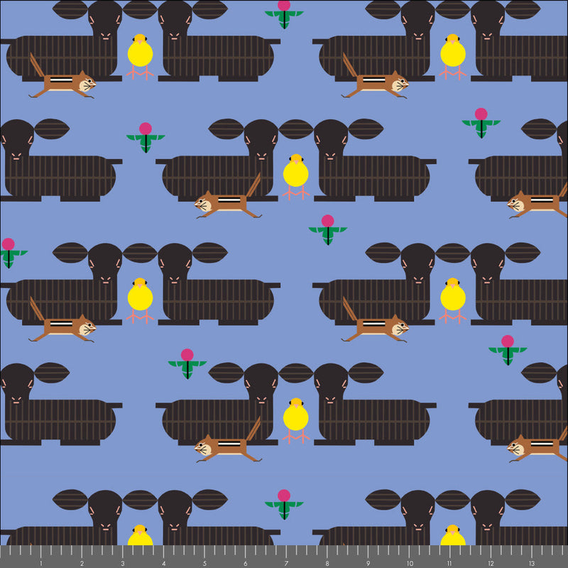Long Branch by Charley Harper- Furry Photobomber CH-469 Blue- Half Yard- October 2026