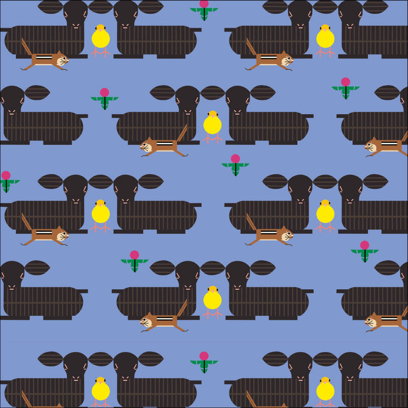 Long Branch by Charley Harper- Furry Photobomber CH-469 Blue- Half Yard- October 2026