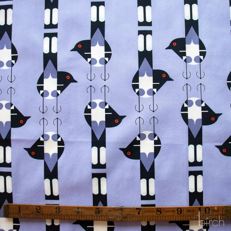 Woodland Wonders by Charley Harper- Spotted Tail Blackbird CH-464 Lavender Half Yard- August 2026