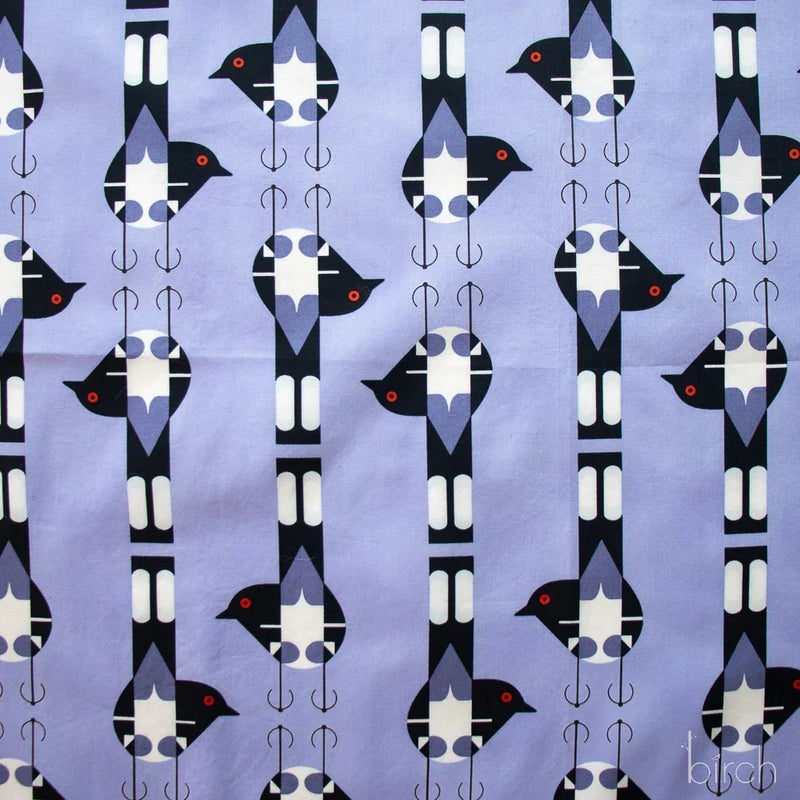 Woodland Wonders by Charley Harper- Spotted Tail Blackbird CH-464 Lavender Half Yard- August 2026