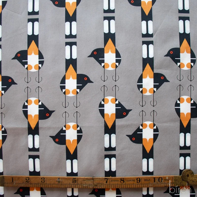 Woodland Wonders by Charley Harper- Spotted Tail Blackbird CH-464 Shroom Half Yard- August 2026