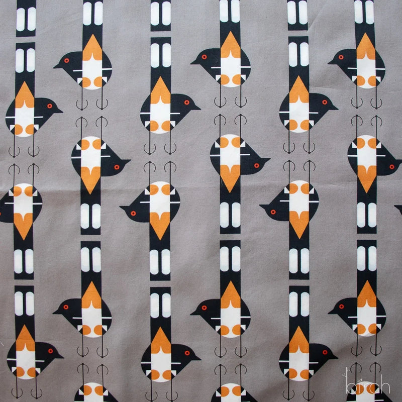 Woodland Wonders by Charley Harper- Spotted Tail Blackbird CH-464 Shroom Half Yard- August 2026