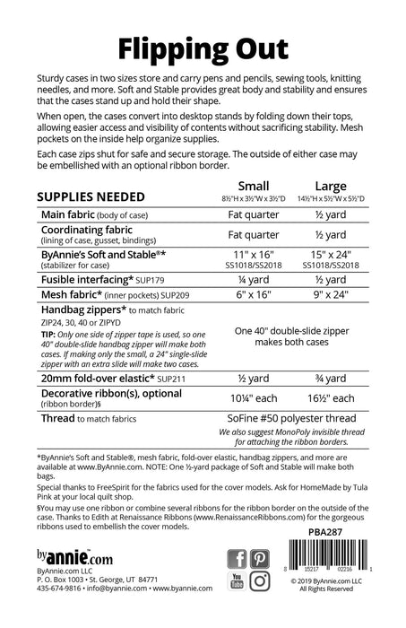 By Annie- Flipping Out Zippered Cases Pattern in Two Sizes