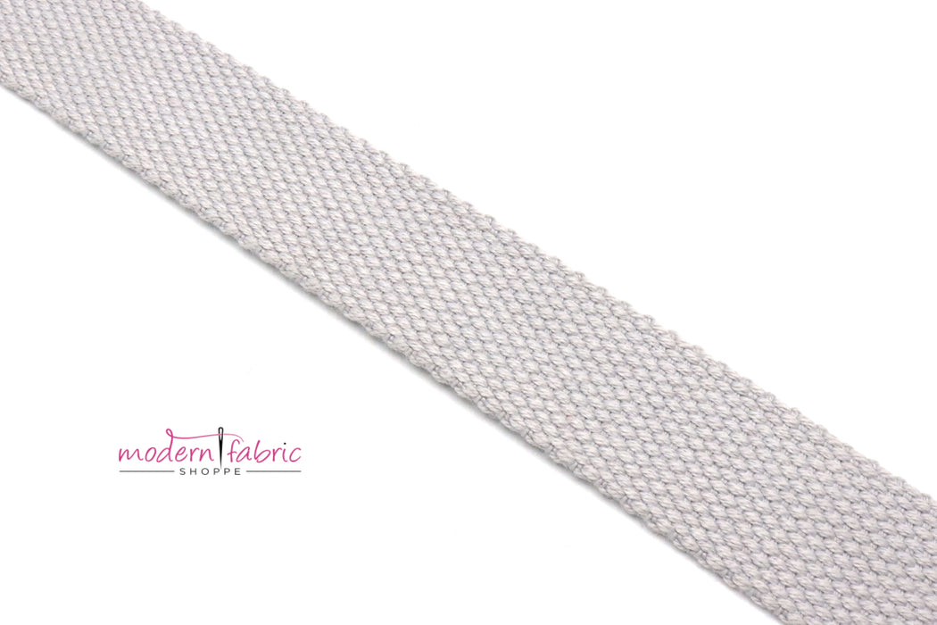 Light Grey Cotton 1 inch (25mm) width Webbing- by the yard