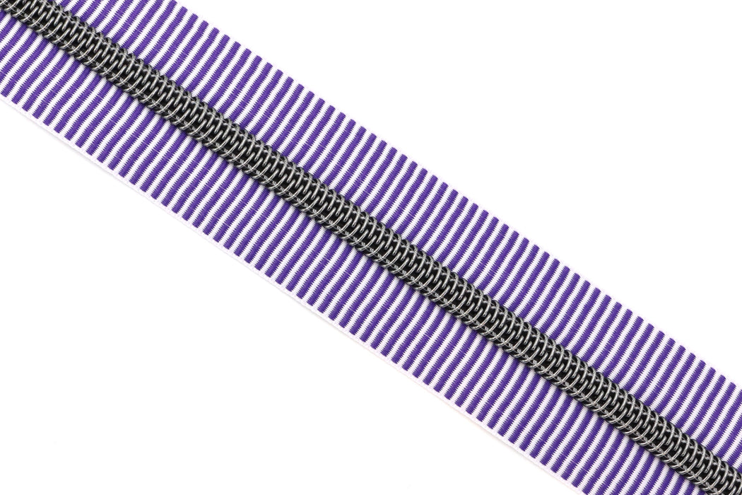 Purple Zebra Stripes- #5 Gunmetal Nylon Coil Zipper Tape