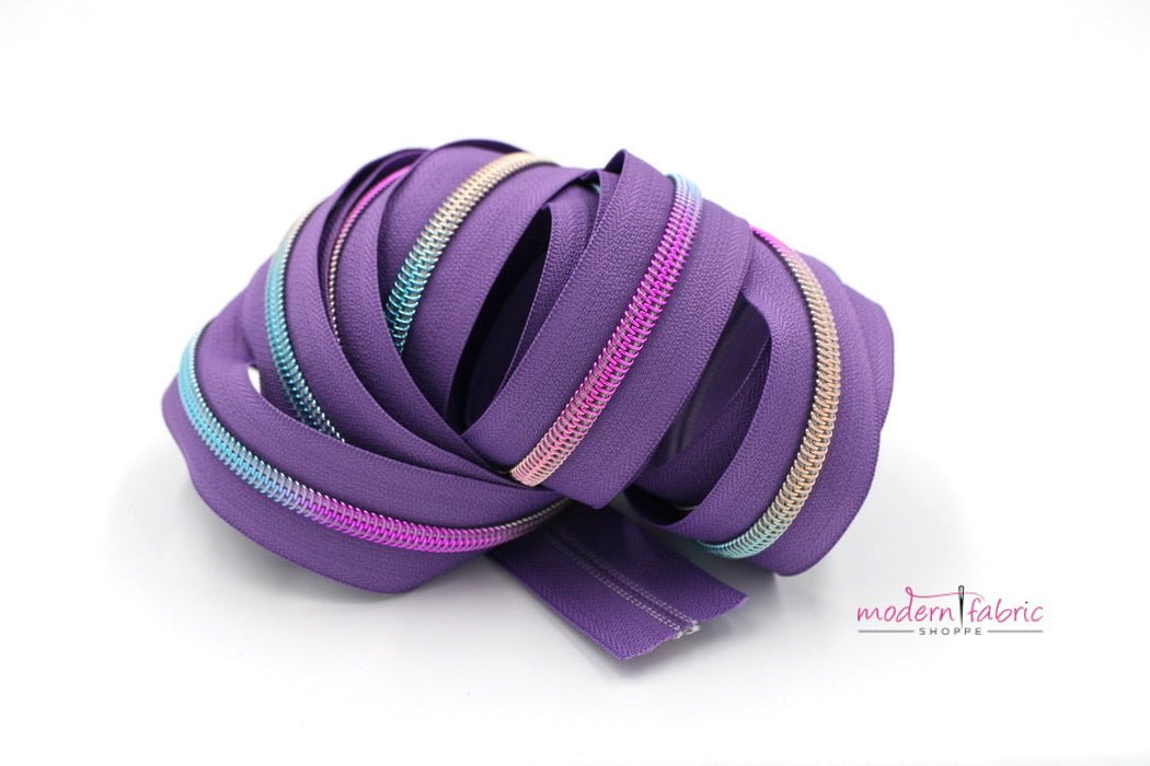 Purple- #5 Rainbow Nylon Coil Zipper Tape