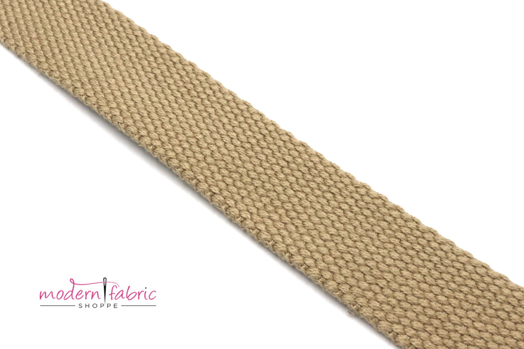 Khaki Cotton 1 inch (25mm) width Webbing- by the yard