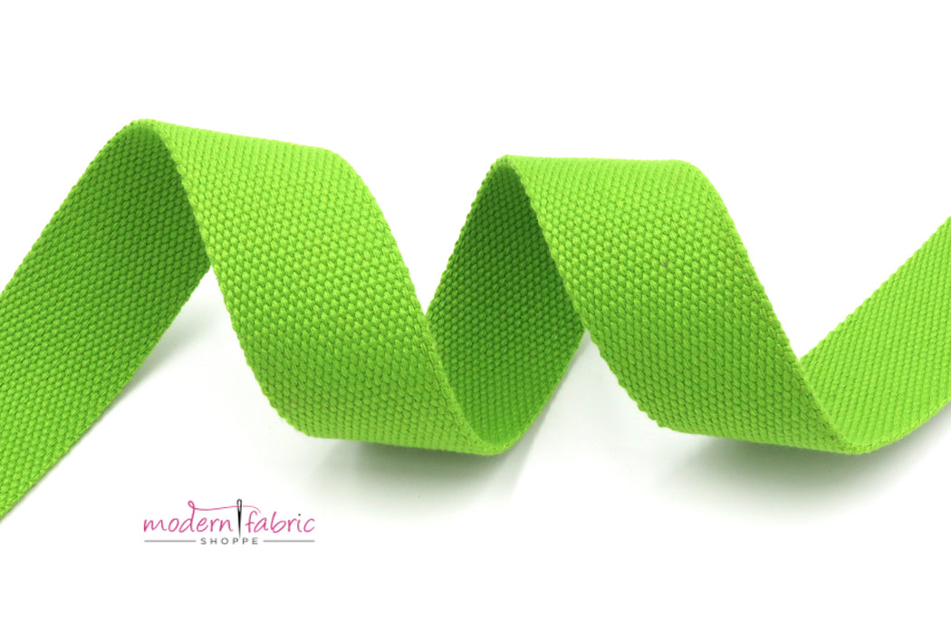 Lime Green Cotton 1 1/2 inch (38mm) width Webbing- by the yard