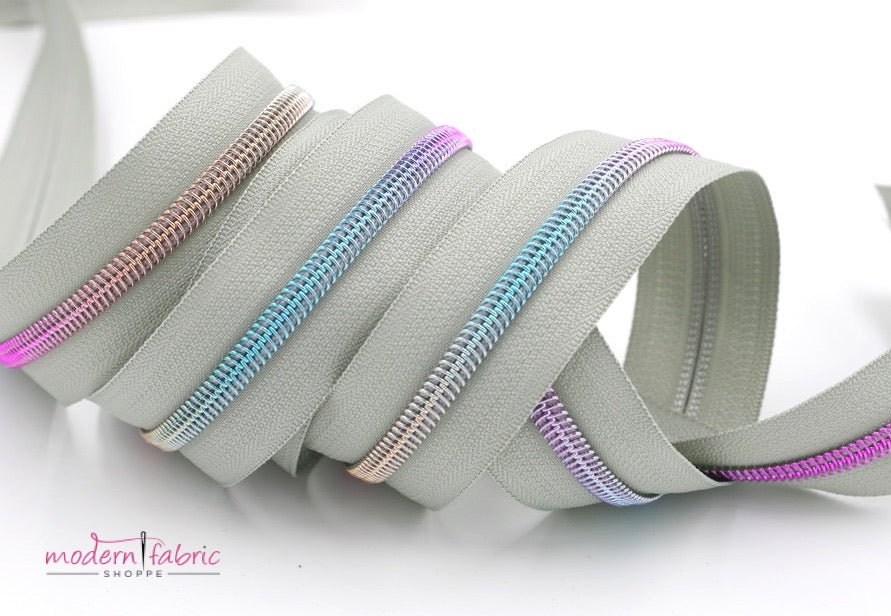 Light Grey- #5 Rainbow Nylon Coil Zipper Tape