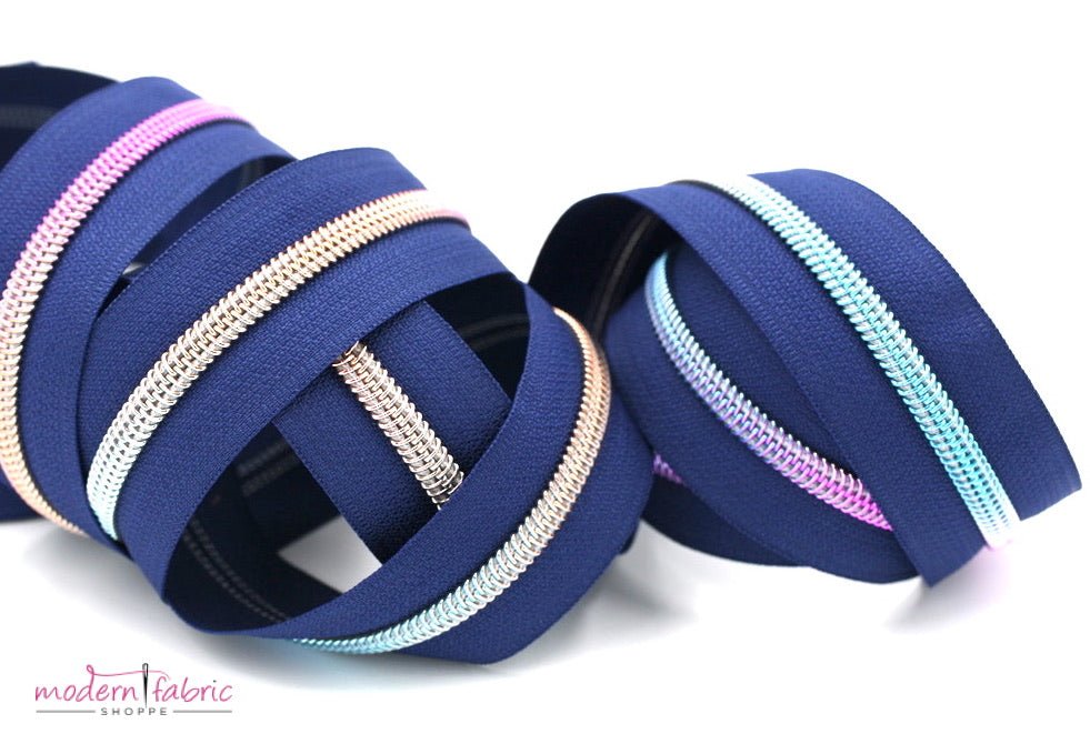 Navy- #5 Rainbow Nylon Coil Zipper Tape