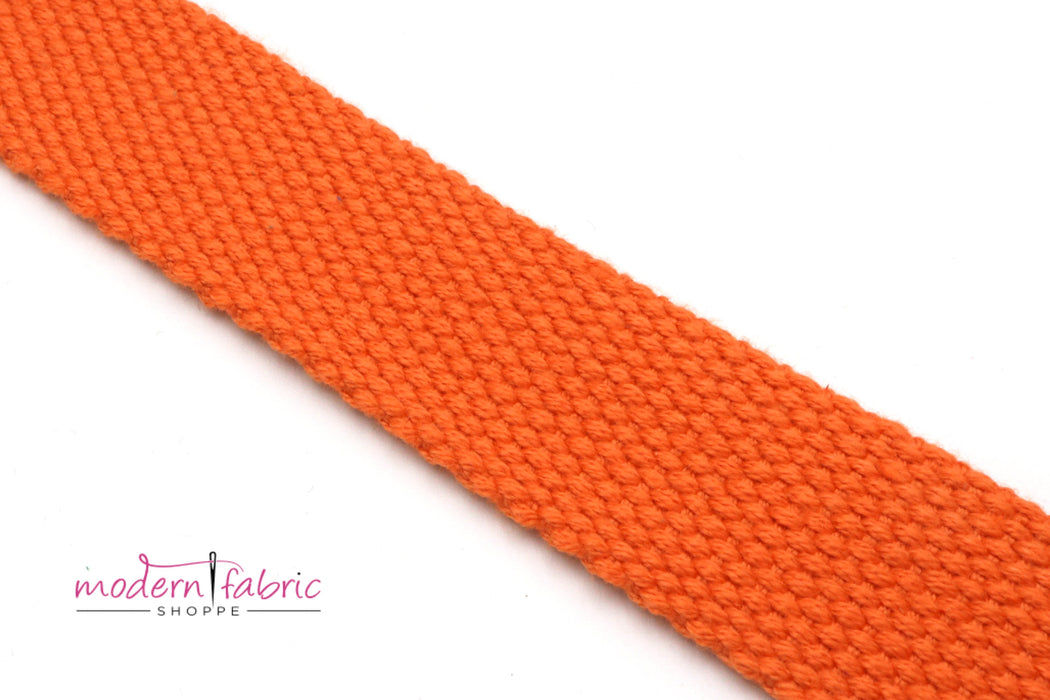 Orange Cotton 1 inch (25mm) width Webbing- by the yard