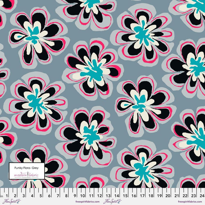 Kaffe Fassett February 2023 Collective- Brandon Mably- Funky Flora- PWBM011.GREY- Half Yard