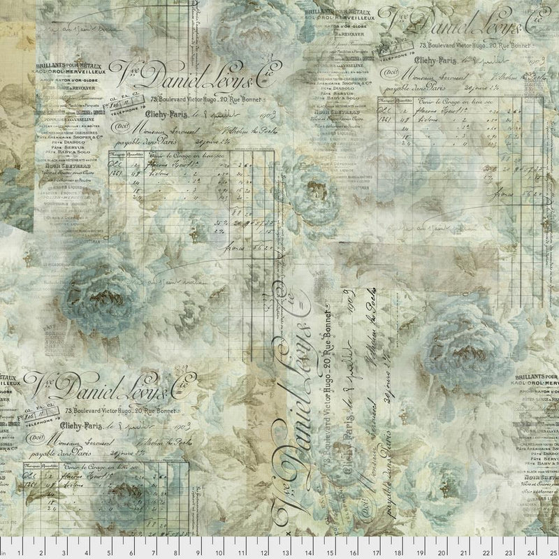 Tim Holtz- Electric Elements- Receipt PWTH102.AQUA- Half Yard