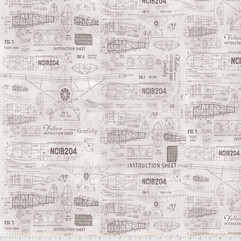 Tim Holtz- Electric Elements- Model Airplanes PWTH174.PARCHMENT- Half Yard