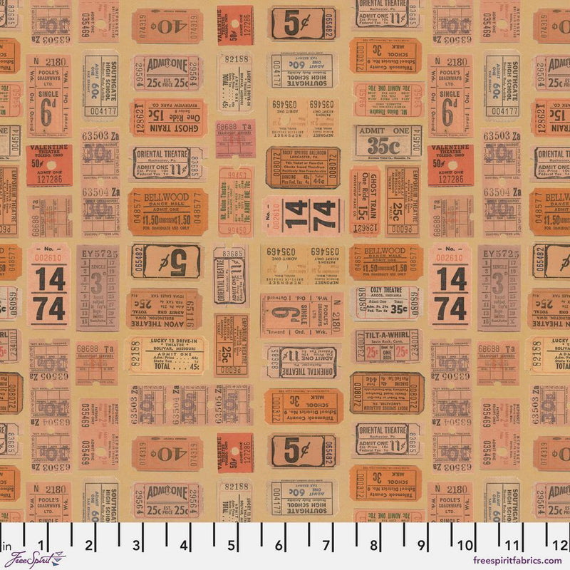 Tim Holtz- Electric Elements- Tickets PWTH232.ORANGE- Half Yard