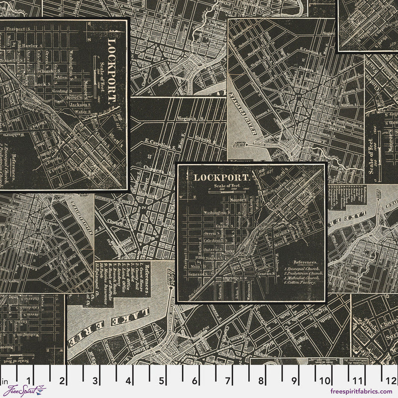 Tim Holtz- Eclectic Elements Palette- Charcoal Map PWTH313.CHARCOAL- Half Yard- August 2025