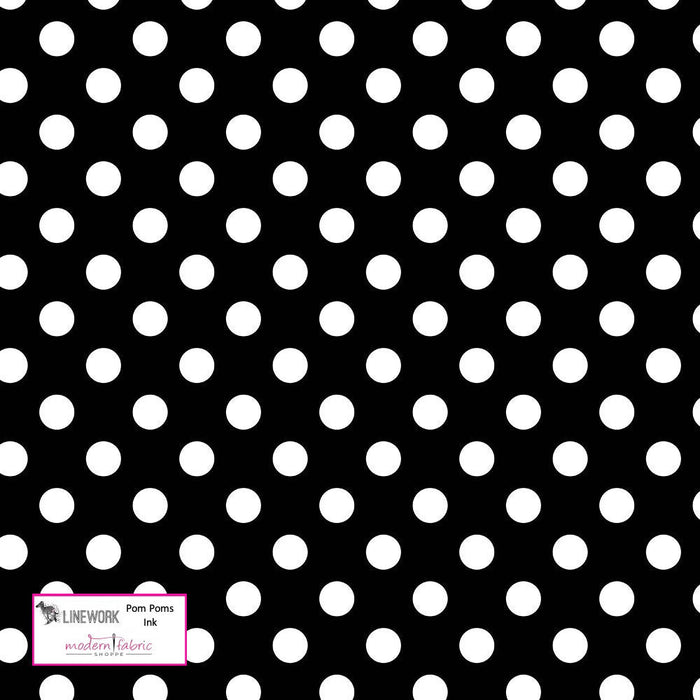 Tula Pink Lineworks- Pom Poms- PWTP118.INK- Half Yard