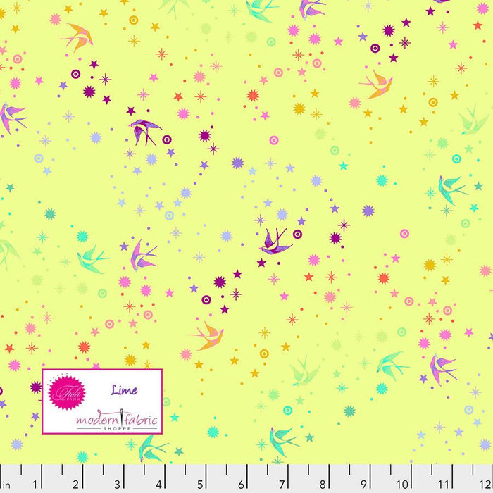 Tula Pink- True Colors Fairy Dust Rainbow- PWTP133.LIME- Half Yard