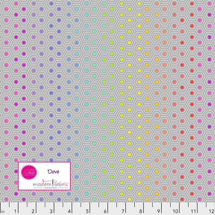 Tula Pink- True Colors Hexy Rainbow- PWTP151.DOVE- Half Yard