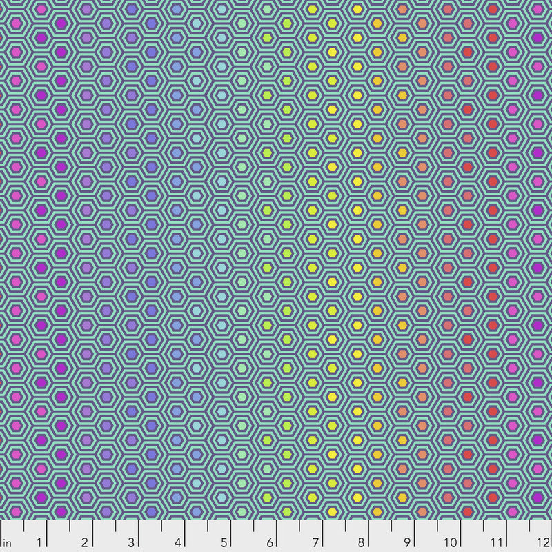 Tula Pink- True Colors Hexy Rainbow- PWTP151.PEACOCK- Half Yard