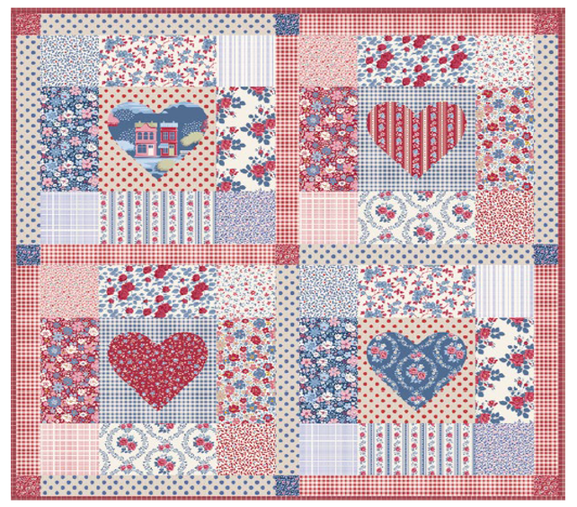 PRE-Order Tilda- Village Life Pillow Kit- Heart of Village BLUE/BURGUNDY featuring Village Life- October 2026