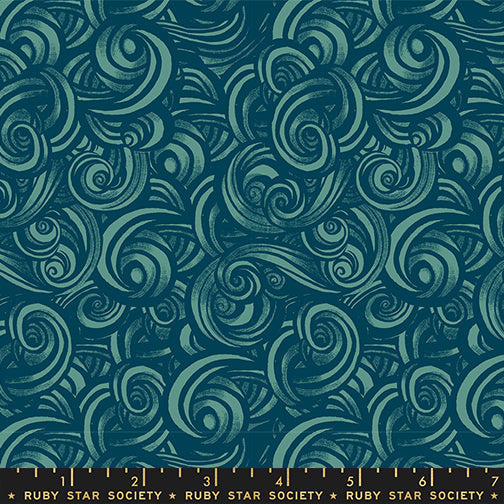 Fireglow by Sarah Watts- Smoke RS 2135 15-Turquoise  Half Yard- April 2026